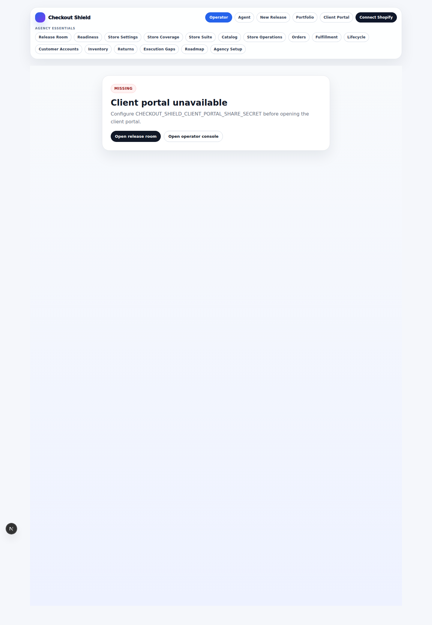 Checkout Shield Client Portal detail