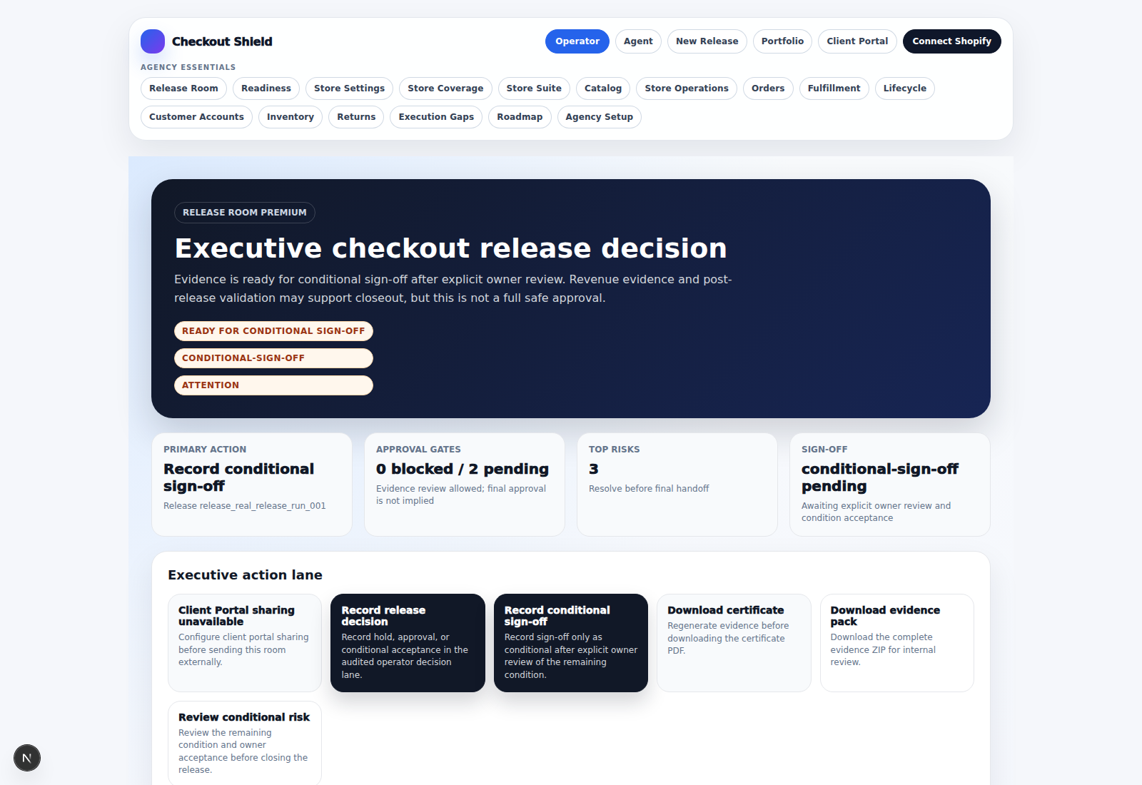 Checkout Shield Release Room